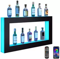 LED Apšviesta Baro Lentyna Gėrimams, RF ir Programėlės Valdymas, 1210 mm, RGB Šviečianti Lentyna Gėrimų Buteliams, Spalvota LED
