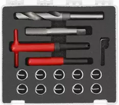 Sriegių remonto komplektas M16x2.0mm, 15 vnt., sriegių keitimo rinkinys, skirtas sriegių taisymui