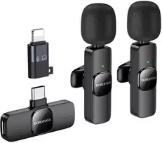 Mikrofonas Borofone BFK15 Lightning/USB-C juodas