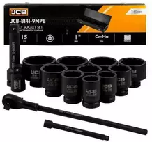 JCB SMŪGINIŲ RAKTŲ RINKINYS 15 vnt. 1″ 12-kampiai (36-80 mm)