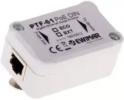 Ewimar PTF-61-ECO/PoE/DIN 1000Mbit LAN apsauga nuo viršįtampių, skirta DIN bėgiui