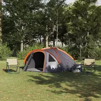 Kempingo palapinė 4 asmeniui Pilka ir oranžinė Poliesteris