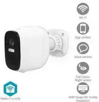 Kamera zewnętrzna Nedis Smartlife Wifi, IP66, czujnik ruchu, night vision, balta