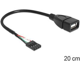 Delock USB 2.0 cable, 4-pin header to USB-A connector (black, 20cm)