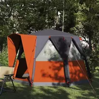 Kempingo palapinė 3 asmenims su stogu Pilka ir oranžinė
