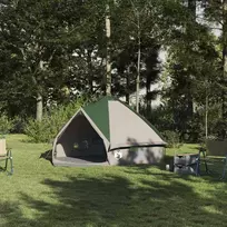 Teepee palapinė 4 asmenims Žalia ir Pilka 388 x 320 x 169 cm