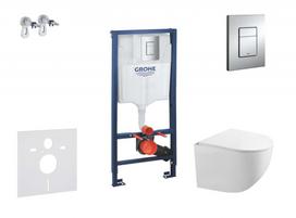 Grohe Rapid SL rėmas + pakabinamas WC Kielle Gaia Rimless su Skate Cosmopolitan chromuota plokštele + SoftClose dangtis 11BA1105
