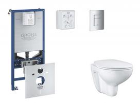 Grohe Rapid SLX rėmas tualeto komplektas, Triple Vortex Rimless klozetas, chromuota Skate Cosmopolitan plokštelė ir SoftClose dangtis, 11BB2101
