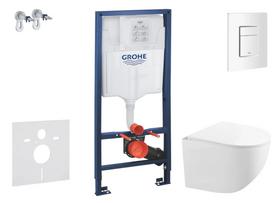 Tualeto unitazo komplektas Grohe Rapid SL Kielle Gaia Rimless su SoftClose dangčiu, Skate Cosmopolitan mygtukas, balta 11BA3103