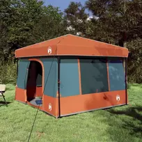 Kempingo Palapinių Komplektas su stogu 2 pcs Pilka ir oranžinė