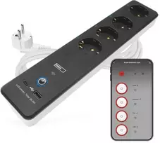 Emos Išmanusis prailginimo laidas 2 m / 4 lizdai / jungiklis / USB / baltas-juodas / PVC / 1,5 mm2