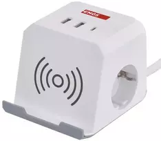 Emos Pailginimo kabelis Cube 2 m 2x lizdas + 2x USB A + 1x USB C + belaidis įkroviklis