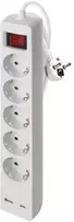 Emos Pailginimo laidas 3 m / 5 lizdai / jungiklis / baltas / 1× USB-A + 1× USB-C / 1,5 mm2