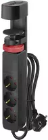Emos Pailginimo laidas 1,5 m, 3 lizdų jungiklis, montuojamas ant stalo, 2 USB A, 1 USB C, juodos spalvos