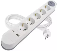 Pailginimo kabelis Emos 5 kontaktų 3 m 1x USB A 1x USB C