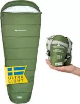 Trinordic mumijos tipo vasarinis miegmaišis, 780 g, užtrauktukas su blokada, iki 185 cm, SBAG-SUM-MUMY-GRE-R