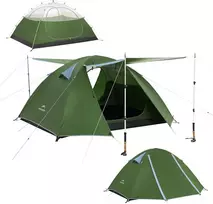Naturehike kupolinė palapinė 2–3 asmenims, 2 įėjimai, 2,55 kg, žalia, Bleik B