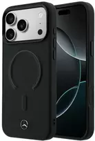 Mercedes PU Leather 3D MagSafe dėklas skirtas Apple iPhone 17 Pro Max juodos spalvos