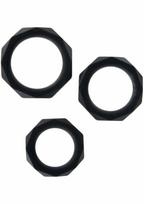 TOYJOY TOYJOY Power Halo C-Ring Set Silicone Adjustable 3 Sizes Black
