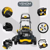Benzininė vejapjovė VENOM EL. START 56 cm su LONCIN 224cc varikliu, mulčiavimas, 10w1 funkcijos, 60 L krepšys