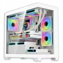Aigo C218M Korpuso Rinkinys - Su PSU ir 3 ARGB Ventiliatoriais - Baltas