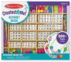 Medinių karoliukų vėrimo rinkinys su raidėmis Melissa & Doug