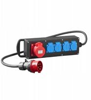 Elektro-Plast RS-P guminis maitinimo pratęsimo laidas 4x2P+Z 3P+N+Z 32A su kabeliu ir kištuku 5P/32A Black 7002-10 | 7002-10 | 5901752639775