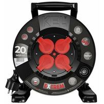 Pratęsimo kabelis su ritiniu EXTREME LINE 4 lizdai su/iš IP44 16A H05RR-F 3x1,5 20m Black W-100024 | W-100024 | 5902273430360