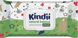 Kindii Natural Balance drėgnos valomosios servetėlės vaikams 60 vnt.