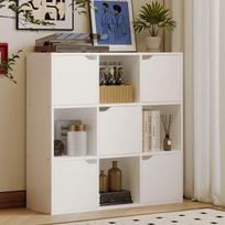 9 lentynų spinta-komodė – šiuolaikinis loft stilius – balta 90 cm