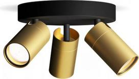 Ceiling/wall spotlight Idris, GU10, 3x5W, on a single plate, IP44, black and brass 929004104901 | 8720169299252