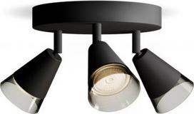 Ceiling/wall spotlight Cleft, GU10, on one plate, 3x5W, IP20, black 929004108901 | 8720169300057