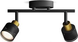 Ceiling/wall spotlight Niall, GU10, 2x5W, IP20, black and brass 929004109101 | 8720169300095