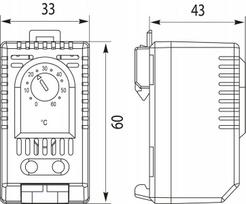 Termostatas Tbg2, Nc, 120-250v Ac/dc, bimetalinis, ant Din bėgio