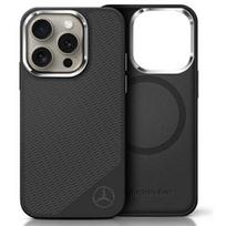Mercedes silikoninis Tonal Logo medžio rašto MagSafe iPhone 16 Pro Max dėklas - juodas