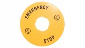 Ženklas "emergency Stop" 90mm apvalus geltonas