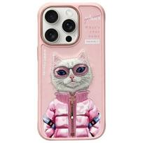 Dėklas telefonui rožinis silikoninis su katės dizainu iPhone 16 Pro Max Nimmy