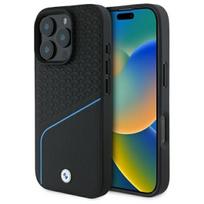 BMW“ ženklas, odinės tekstūros MagSafe“ dėklas iPhone 16 Pro Max“ – juoda spalva