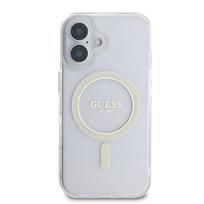 GUESS kietas dėklas iPhone 16 Plus 6.7, skirtas MagSafe blizgučių apvaliam apvalumui