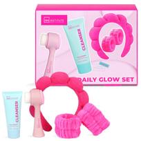 Veido priežiūros rinkinys IDC Institute Daily Glow moterims: veido valiklis, 75 ml + veido šepetėlis, 1 vnt, galvos juosta, 1 vnt, apyrankės, 2 vnt.
