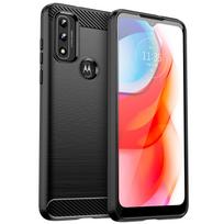 Carbon Case Flexible Cover Sleeve Motorola Moto G Play 2022 juoda