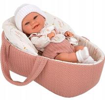 Lėlė kūdikis Arias rausvoje nešyklėje, mergaitė, 33 cm