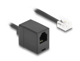 Delock Telephone cable/Spiral cable RJ11 St. to RJ11 Bu. 1m