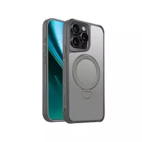 Etteri Matt Mag Ring phone case with stand and MagSafe support for iPhone 15 Pro Max, gray
