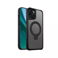 Etteri Matt Mag Ring phone case with stand and MagSafe support for iPhone 15, black