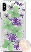 PURO Glam Hippie Chic dangtelis – dėklas, skirtas iPhone XR (tikrieji žali gėlių žiedlapiai)