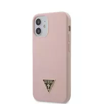 Dėklas Apple GUESS GUHCP12SLSTMLP IPHONE 12 MINI 5.4" LIGHT Rožinis/LIGHT Rožinis kietas silikoninis trikampio formos logotipas