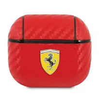 Apple AirPods 3 ausinių dėklas Ferrari On Track PU Carbon (FESA3CARE) raudonos spalvos
