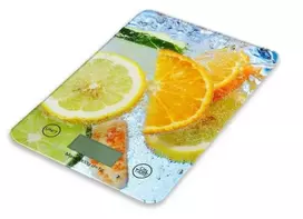 Virtuvinės svarstyklės Omega OBSKWL virtuvės svarstyklės (20 x 14,5 x 2 cm) pagamintos iš kieto 4 mm stiklo su LCD ekranu (maks. 5kg)