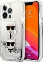 Apple iPhone 13 Pro Max Karl Lagerfeld dėklas Liquid Glitter Karl&Choupette Head (KLHCP13XKICGLS) sidabrinės spalvos